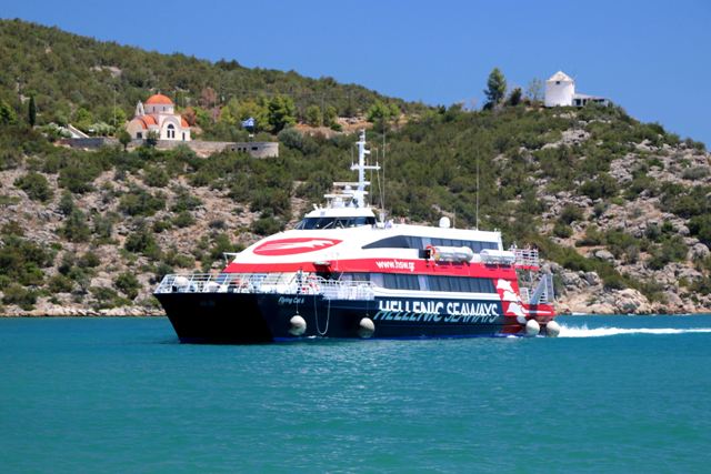 Poros Island - The Hellenic Seaways 'Flying Cat'   